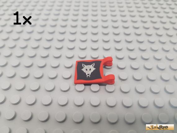 LEGO® 1Stk Fahne / Flagge 2x2 / 2 Clips rot bedruckt 2335p44